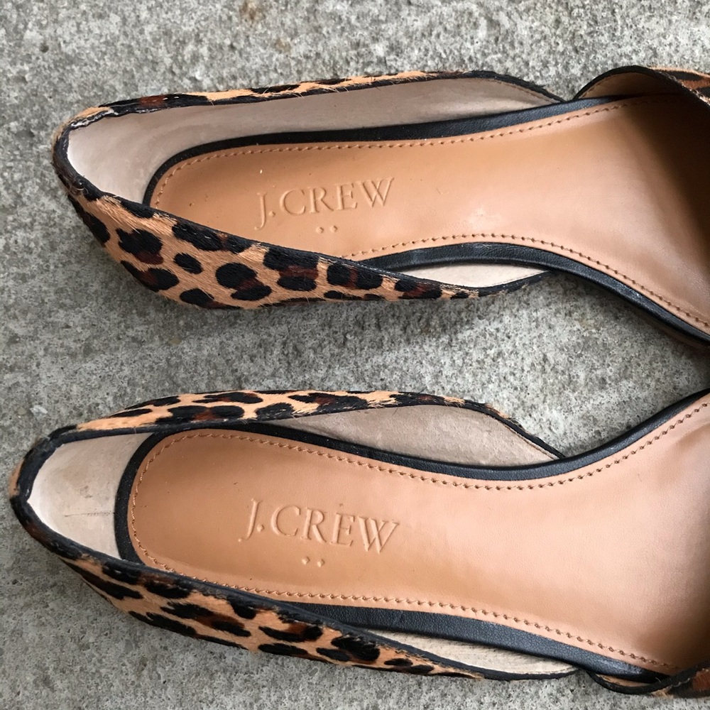 J. Crew Factory Calf Hair Leopard D’Orsay Flats - Picture 3 of 6